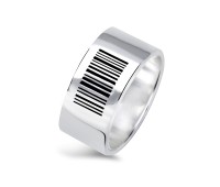 Barcode Sign Silver Rings NSR-01